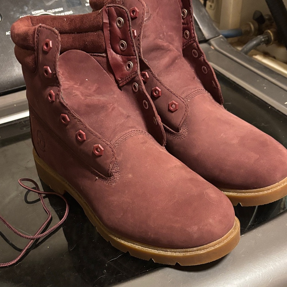 Burgundy Lace-Up Boots